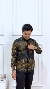 kemeja batik lengan panjang pakaian pria murah