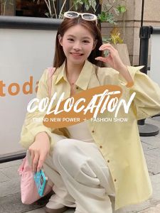 Korean-style Versatile Design Bow Embroidery Long Sleeve Shirt Loose Lazy Fit Sun Protection Top