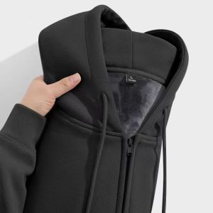 SUOSHE | Áo Khoác Hoodie Lông Cáo Bạc Siêu Lớn 300 Pounds