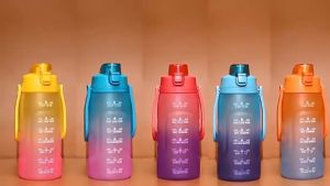 3.8L Water Bottle With Water Reminder Mark - Orange Green