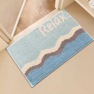 VIKAMA Wavy Gradient Floor Mat Non Slip Soft Abstract Striped Doormat Aesthetic Rug Bathroom Entryway Bedroom Indoor Home Decor