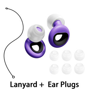 Comfort Sleeping Silicone Ear Plugs With Silicone Lanyard Reusable Noise Reduction Earbuds For Insomnia Quiet Study Environment
