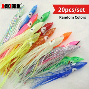 Ackibbik 20pcs Octopus Skirts Fishing Lure Trolling Lures Fishing Tackle Soft Plastic Lures Squid Skirts Saltwater