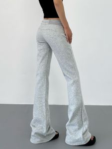 กางเกงกีฬาทรงหลวมขาบานสำหรับผู้หญิง กางเกงขายาวทรงตรง กางเกงขายาวลำลอง กางเกงขายาวเอวต่ำ กางเกงขายาวทรงหลวมสำหรับผู้หญิง