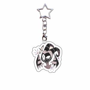 Bandai | for Popular Anime Hazbin Hotel Vox Alastor Charlie Lucifer Velvet Q Version Acrylic Keychain Ornament Backpack Pendant Fans Gift