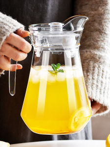 Large Capacity Glass Cold Water Pot Tea Brewing Flask Heat Resistant Home Use Juice Duckbill Straw Pitcher Cool Water Pot