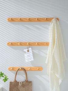 Entrance Solid Wood Hook Punch-Free Fitting Room Coat and Cap Wall Wall Mount Wooden Closet Door Rear Hanger