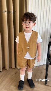 Set bộ vest gile công tử 3 chi tiết phong cách hàn quốc cho bé trai 1 đến 7 tuổi BERNIE 0724B17