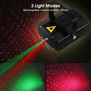Warmtaste Laser Stage Lights Party Projector Lights Discoball Lamps DJ Disco Sound Activated Strobe Lights RGB Led Laser Projector For Christmas Birthday Wedding KTV Bar Concert EU Plug