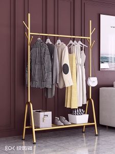 120cm Anti Rust Garment Rack Clothes with Hat Hooks Hanger Bottom Shelves Cloth Organizer Drying Rack