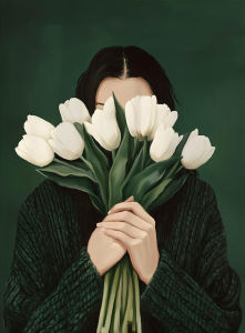 BILIBILI | Canvas Wall Art Woman with Flower Portrait Painting Print for Bedroom Nordic Girl Home Decor Abstract Minimalism Poster