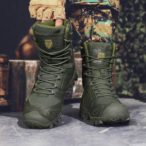 High-Tech Tactical Boots Mens Autumn Winter Hiking Mountain Riding Boots Anti-Slip Piercing US Military Style Upper Body Boots