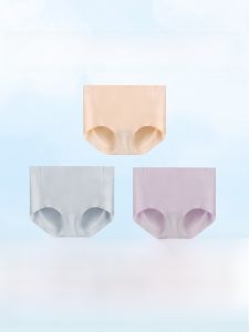HUACHENGSHI | Seamless High Waist Ice Silk Antibacterial Thin Cotton Underwear Womens Sporty Pure Color Mid Waist Briefs Youth Triangle Pants