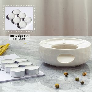 Large Size Fruit Tea Set Japanese Style Floral Tea Pot Tea Heater Warmer Candle Tea Making Kit for 6 People Countryside Style