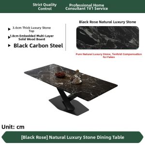 DELIANSHANGPIN | Luxurious Black Rose Marble Italian Elegant Rectangular Dining Table