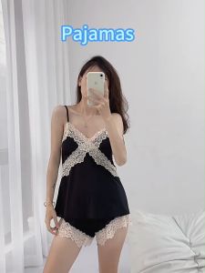 SatisfClothe 🌞🌞 สี่สี กระโปรงชุดนอนผ้าไหมน้ำแข็ง เสื้อผ้าประจำบ้านที่เรียบง่าย ชุดนอนสองชิ้น พร้อมส่งจากไทย (H9120)