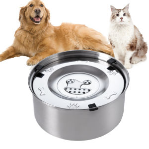 Big Capacity Stainless Steel Dog Floating Bowl No Spill Anti-Splash Dog Water Dispenser Non-Slip Dog Cat Pet Water Feeder Bowl