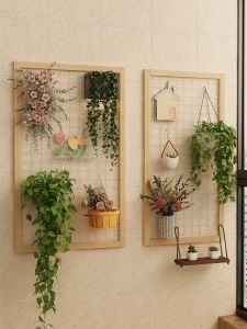 Wall-Mounted Garden Rack Balcony Kindergarten Ring Creation Grid Flower Stand Hanging Display Shelf No-Punching Required