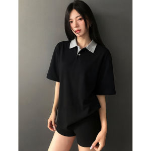 ZHUOCAN | Contrast Collar Short Sleeve Polo T-Shirt Half Sleeve
