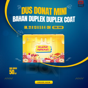 Dus Donat Mini  dus martabak. Uk. 21×135×4 cm. HARGA YANG TERTERA UNTUK PER 50PCS/50LEMBAR