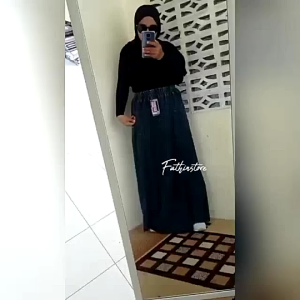 Rok Jeans Denim Jumbo Pinggang Tinggi Deria Rok Payung A-line Panjang Bawahan Wanita 2025