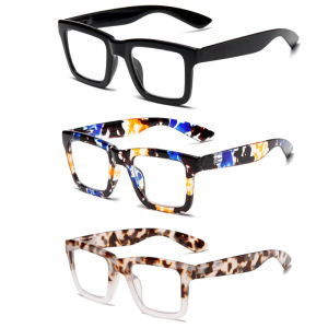 Three Pairs of Stylish and Comfortable Large-Framed Reading Glasses Blue Light Protection Suitable for Both Men and Women