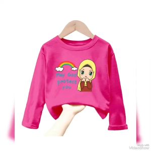 Atasan Kaos Anak Perempuan Lengan Panjang Motif HIJAB Untuk Usia 1-12 Thn