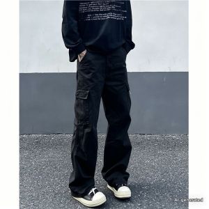 Multi Pocket Loose Straight American Cargo Trousers