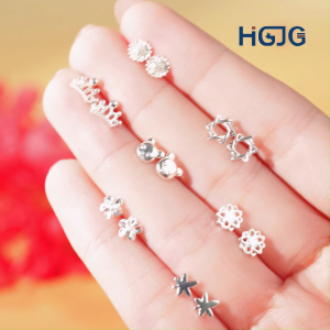 Bông Tai Bạc 999 HGJG Mini Đeo Hằng Ngày Bông Tai Bạc Thật Họa Tiết Đơn Giản Xinh Xắn Cao Cấp