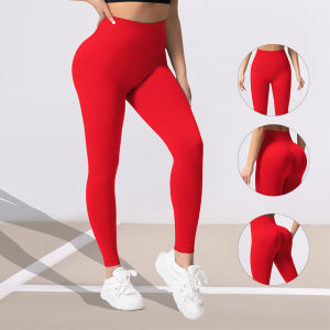 Women Seamless Yoga Pants Solid Push Up High Waist Butt Lifting Workout Gym Leggings Elastic Slim Ruched Tights Activewear