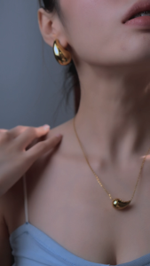 HB Jewelry DROPLET COLLECTION of Necklace Earrings and Ring for Women Non Tarnish Hypoallergenic Non Fading Elegant Minimalist Everyday Wear Fashion Jewelry Stylish Set
