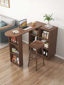 Solid Wood Bar Table For Home Living Room Balcony Casual Retractable Small Apartment Partition Narrow Kitchen Island Sideboard Cabinet Integrated