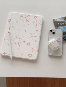 เคสiPadหมุน 360° Gen9 10.2 Air5 10.9 fireworks ช่องใส่ปากกาขวา Acrylic เคส ipad Pro11 2021 gen10 gen8 10.2 air6 mini7 Air7 Gen11