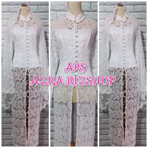 set kebaya brukat pengantin kebaya brukat kerah syanghai SET kebaya brukta TERMURAH + SLENDANG MUTIARA
