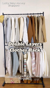 Double Layer Clothes Drying Rack/Heavy Duty Stainless Steel With Wheel/Indoor Outdoor Laundry Stand