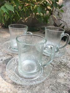 6pcs paket cangkir kopi bahan kaca tebal