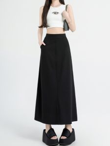 plus Size Womens A-Line Skirt High Waist Pockets Spring Summer Autumn Interview Skirts Long Dresses Pear Shaped Body Fit