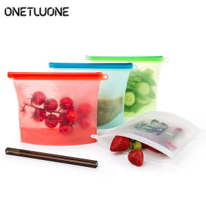 Onetwone 1000ml foods storage silicone bag Refrigerator fresh-keeping bag Silicone Foods container leak proof  foods dispenser organizer Vegetable fruits storage bag Milk container 1 piece