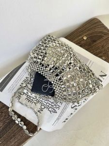 Túi Đeo Vai Dệt Thủ Công Sáng Bóng Kim Loại Phong Cách Hàn Quốc Thời Trang Cho Bé Gái Cổ Điển Túi Du Lịch Thường Ngày Túi Dưới Cánh Tay ZEZ