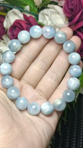 (Certificate) 100% Natural High Grade Aquamarine bracelet 11mm + (证书)100%纯天然冰润海蓝宝手串 11mm +