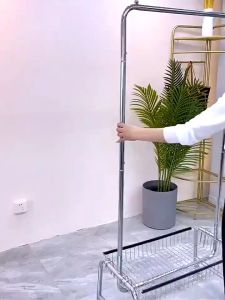 LG Rak Gantungan Baju Stainless Steel EMAS Rak Baju Gantung Aesthetic Gantungan Baju Berdiri 120CM