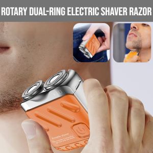 Rotary Dual-Ring Electric Shaver Razor Portable Rechargeable Waterproof Beard Trimmer Low Noise
