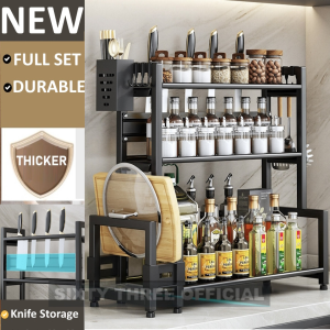 SIXTY THREE STORE 50CM/30CM Full New Kitchen Shelf Bottle Rack Knife Rack Seasoning Jar Pot Lid  Rack Layered Storage