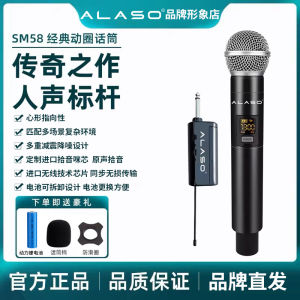 Alaso SM58 Wireless Mic Handheld Karaoke Performance Sound Card Specialized Mic One Drag Two Portable Audio Video Equipment