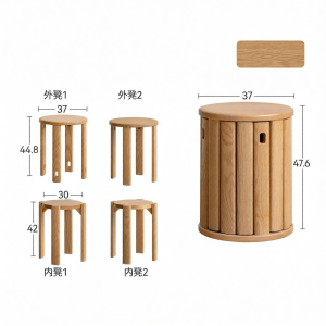 WEISHA | Solid Wood Stackable Round Stool