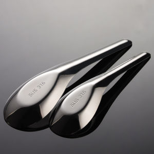 Thickened Flat Bottom Classic Dessert Spoon 316 Stainless Steel Spoon for Feeding Children Eating Soup Spoon Commercial Use