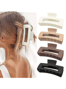 กิ๊บหนีบผมขนาดใหญ่พิเศษ 5 นิ้ว สำหรับผมหนาและผมยาว 4 แพ็ค Xl Jumbo Claw Clips ผมสี่เหลี่ยมผืนผ้าขนาดใหญ่เคลือบกันลื่น