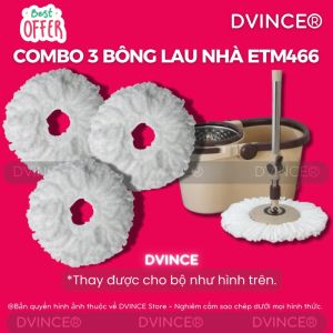 Combo 3 Bông lau thay thế cây lau nhà ETM466 - Màu Trắng (Thay thế được cho bộ lau nhà Locknlock ETM466)