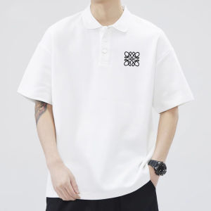 Casual Short Sleeve Polo Shirt for Men Summer New Loose Fit Printed T-Shirt Youth Fashion Polyester Fiber Standard Fit Geometric Pattern