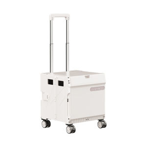 Foldable Pull Rod Storage Box with Hand Truck Mobile Car Carrier Classroom Use Book Box Wheel Mounted Lightweight Portable Organizer